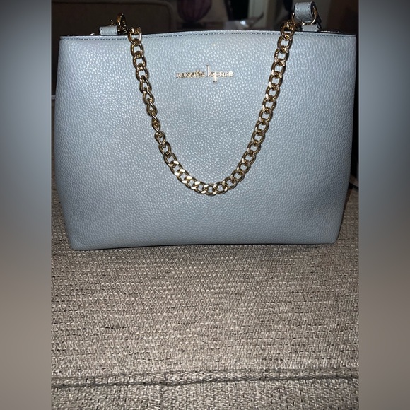 NANETTE LEPORE CONVERTIBLE DOUBLE CROSSBODY HANDBAG IN CHAMBRAY - Picture 9 of 12